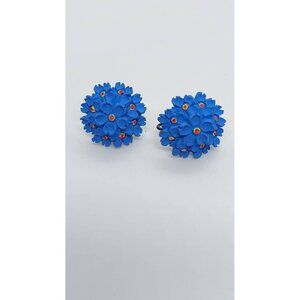 Vintage Forget-me-not earrings hand carved‎ screw back